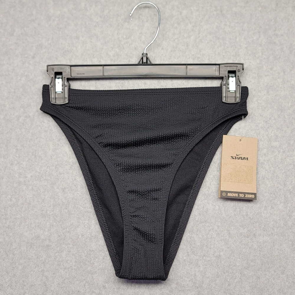 Nike Swim High‎ Waist Bikini Bottom Women Small Black Cheeky NESSD234-001